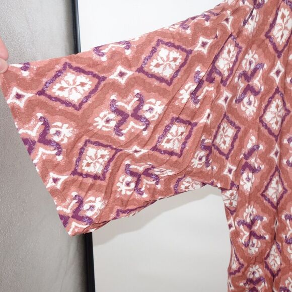 NEW Knox Rose Cognac Paisley Duster Cardigan Kimono Pink Women's Medium/Large - Picture 4 of 10